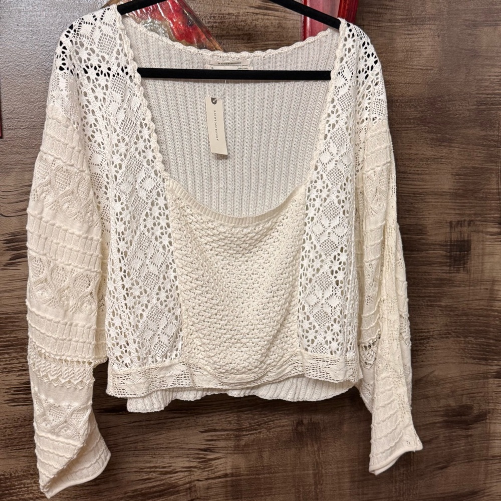 Anthropology crochet and knit sweater